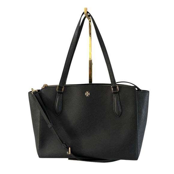 Tory Burch Emerson Small Black Saffiano Leather Tote Gold Hardware - Picture 1 of 17